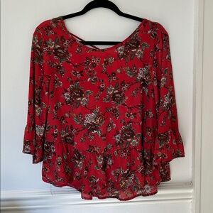Vibrant Floral Red Top